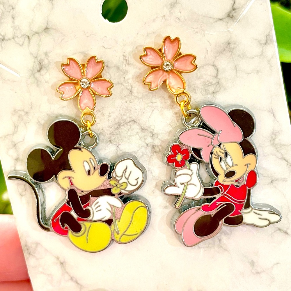 Floral Mickey and Minnie Earrings